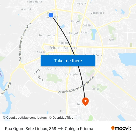 Rua Ogum Sete Linhas, 368 to Colégio Prisma map