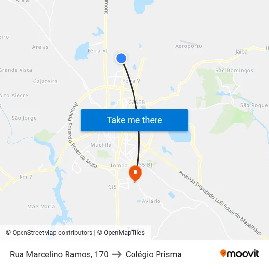 Rua Marcelino Ramos, 170 to Colégio Prisma map
