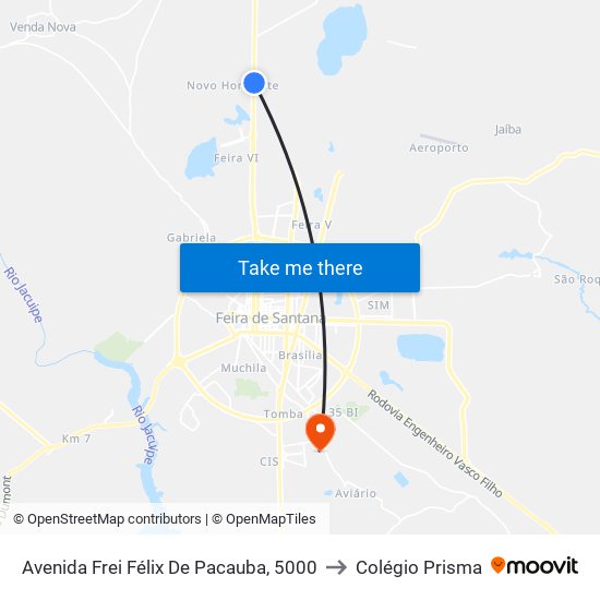 Avenida Frei Félix De Pacauba, 5000 to Colégio Prisma map