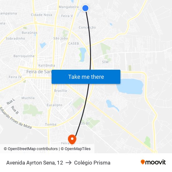 Avenida Ayrton Sena, 12 to Colégio Prisma map