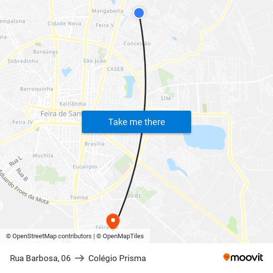 Rua Barbosa, 06 to Colégio Prisma map
