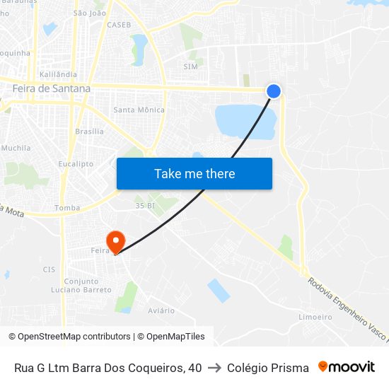 Rua G Ltm Barra Dos Coqueiros, 40 to Colégio Prisma map