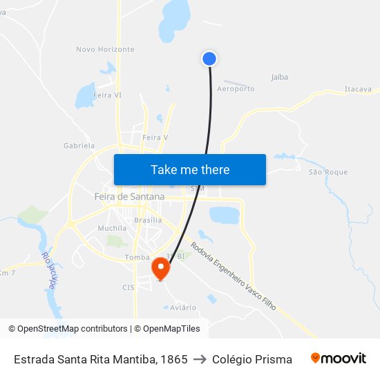 Estrada Santa Rita Mantiba, 1865 to Colégio Prisma map