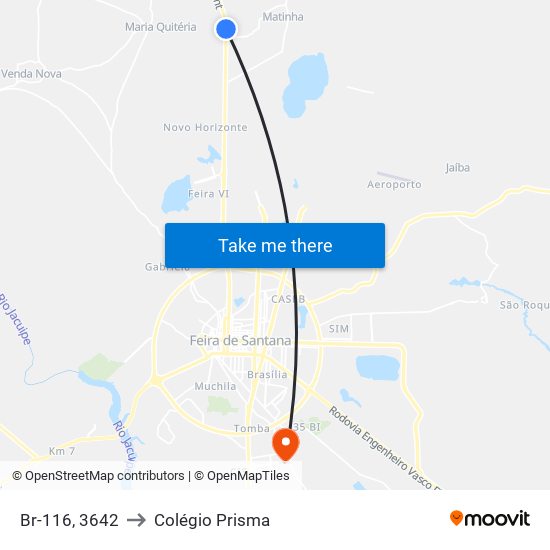 Br-116, 3642 to Colégio Prisma map