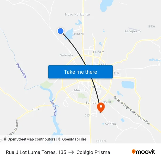 Rua J Lot Luma Torres, 135 to Colégio Prisma map