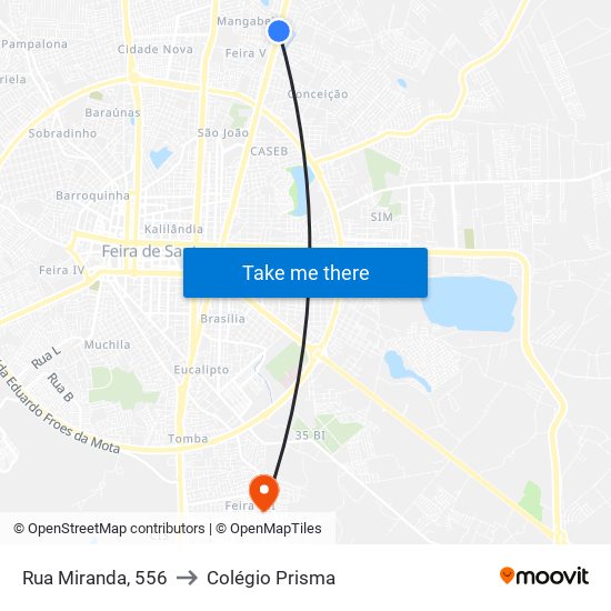 Rua Miranda, 556 to Colégio Prisma map