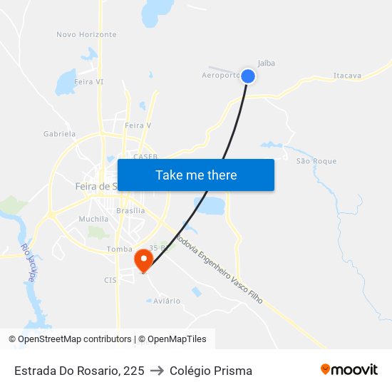 Estrada Do Rosario, 225 to Colégio Prisma map