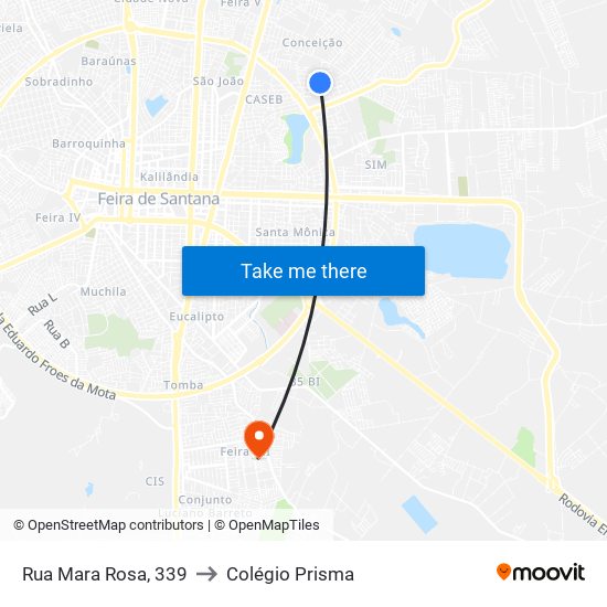 Rua Mara Rosa, 339 to Colégio Prisma map