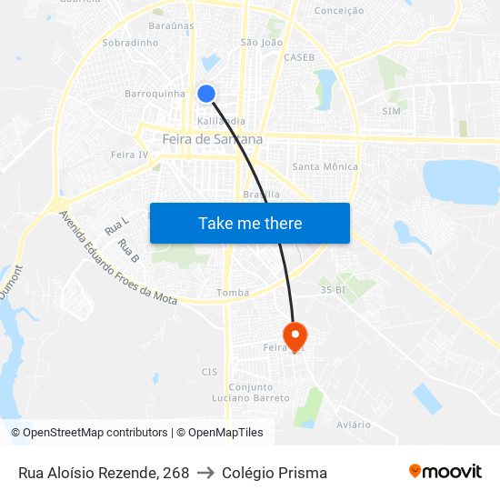 Rua Aloísio Rezende, 268 to Colégio Prisma map