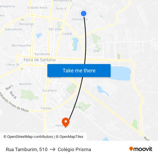 Rua Tamburim, 510 to Colégio Prisma map