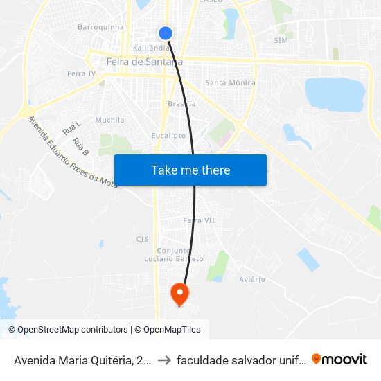 Avenida Maria Quitéria, 2115 to faculdade salvador unifacs map