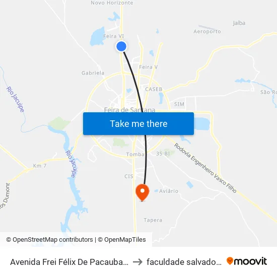 Avenida Frei Félix De Pacauba, 1790-1844 to faculdade salvador unifacs map