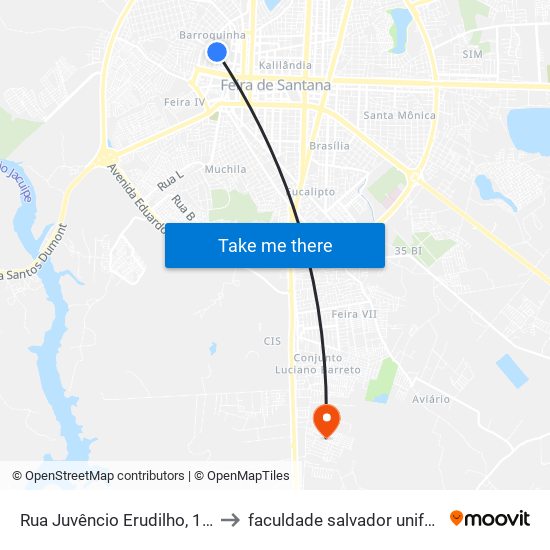 Rua Juvêncio Erudilho, 163 to faculdade salvador unifacs map