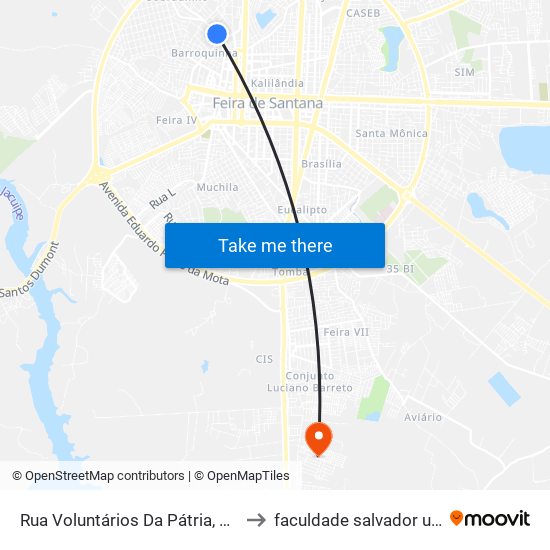 Rua Voluntários Da Pátria, 541-609 to faculdade salvador unifacs map
