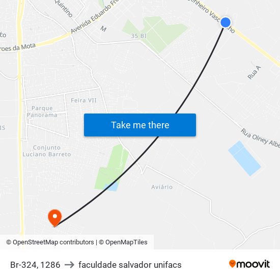 Br-324, 1286 to faculdade salvador unifacs map