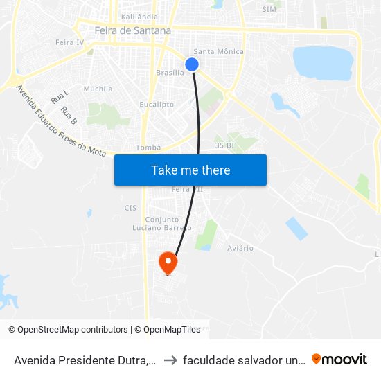 Avenida Presidente Dutra, 4000 to faculdade salvador unifacs map