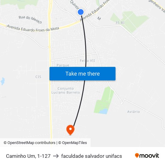 Caminho Um, 1-127 to faculdade salvador unifacs map