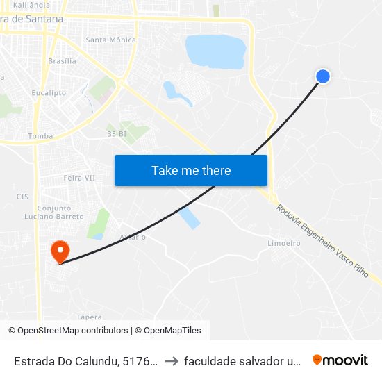 Estrada Do Calundu, 5176-5426 to faculdade salvador unifacs map