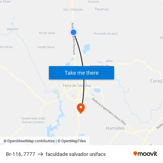 Br-116, 7777 to faculdade salvador unifacs map