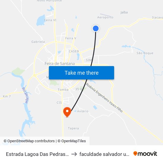 Estrada Lagoa Das Pedras, 4876 to faculdade salvador unifacs map