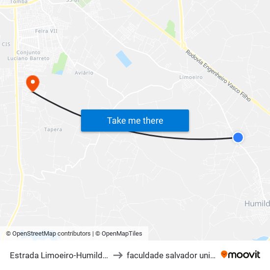 Estrada Limoeiro-Humildes, 2 to faculdade salvador unifacs map