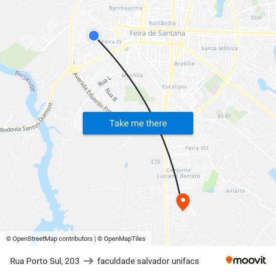 Rua Porto Sul, 203 to faculdade salvador unifacs map