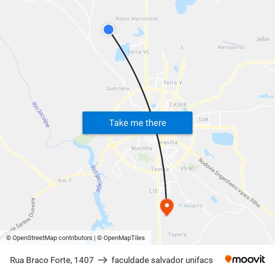 Rua Braco Forte, 1407 to faculdade salvador unifacs map