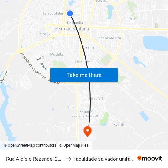 Rua Aloísio Rezende, 268 to faculdade salvador unifacs map