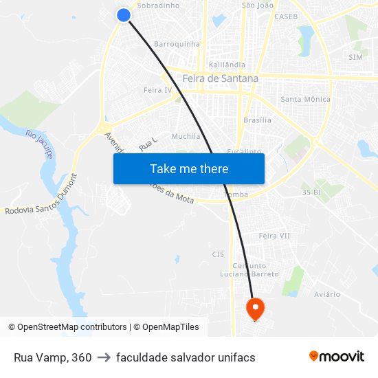 Rua Vamp, 360 to faculdade salvador unifacs map