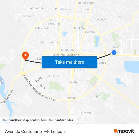 Avenida Centenário to Lençois map