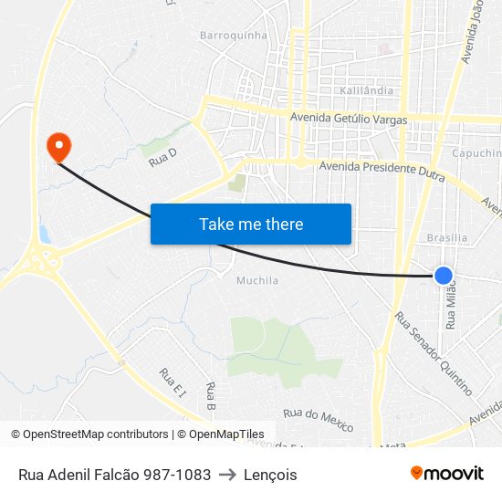 Rua Adenil Falcão 987-1083 to Lençois map