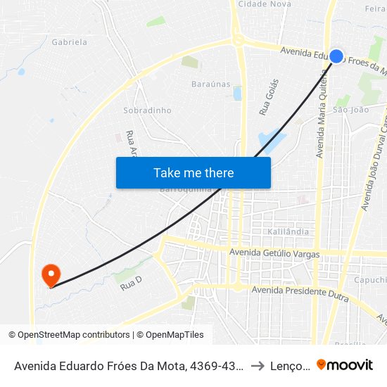 Avenida Eduardo Fróes Da Mota, 4369-4385 to Lençois map