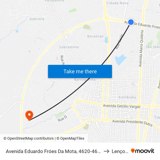 Avenida Eduardo Fróes Da Mota, 4620-4694 to Lençois map