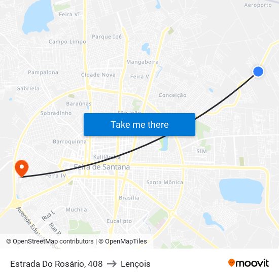 Estrada Do Rosário, 408 to Lençois map