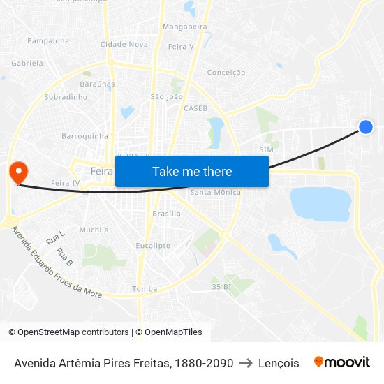 Avenida Artêmia Pires Freitas, 1880-2090 to Lençois map