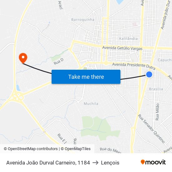 Avenida João Durval Carneiro, 1184 to Lençois map