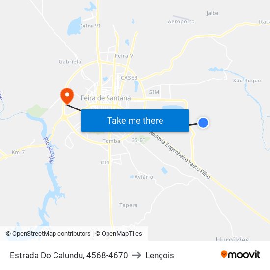 Estrada Do Calundu, 4568-4670 to Lençois map