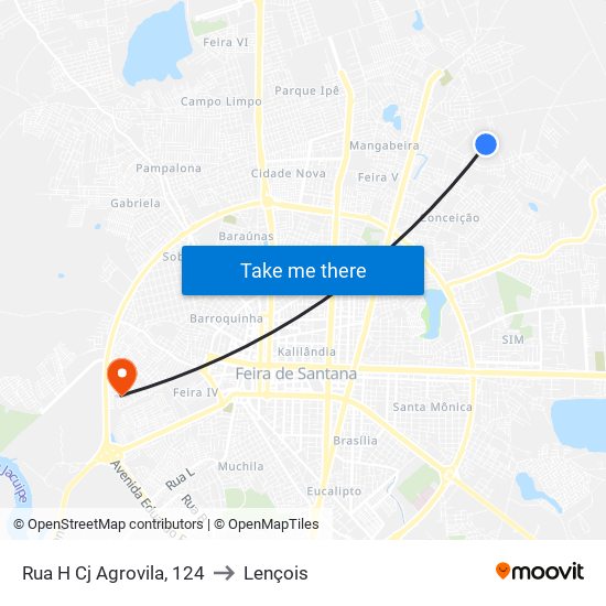 Rua H Cj Agrovila, 124 to Lençois map