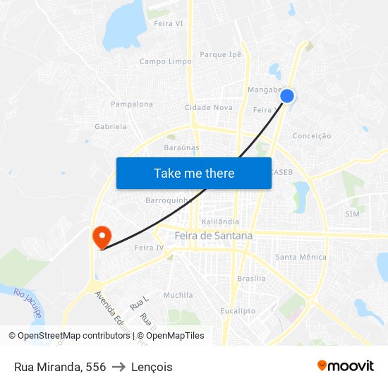 Rua Miranda, 556 to Lençois map