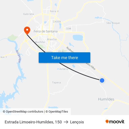 Estrada Limoeiro-Humildes, 150 to Lençois map