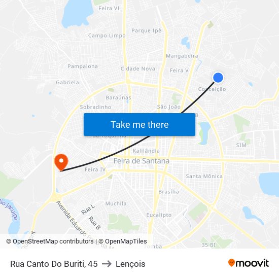 Rua Canto Do Buriti, 45 to Lençois map
