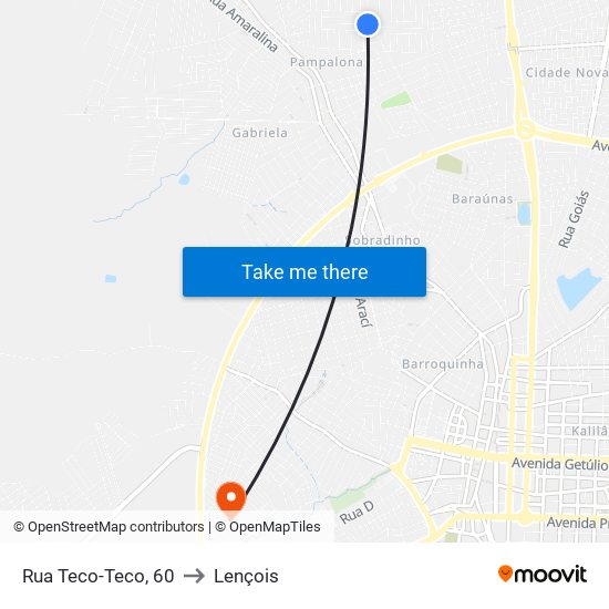 Rua Teco-Teco, 60 to Lençois map