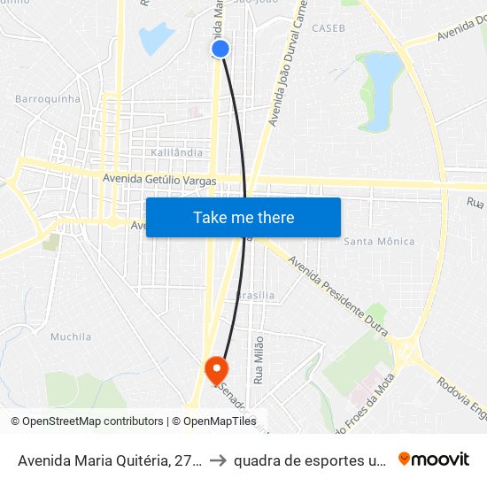 Avenida Maria Quitéria, 2790 to quadra de esportes uefs map