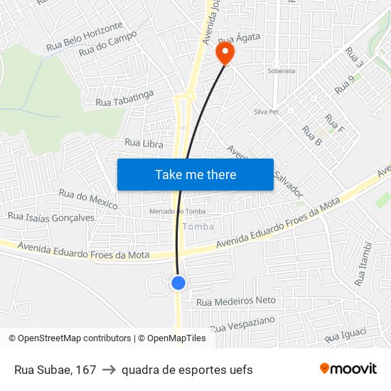 Rua Subae, 167 to quadra de esportes uefs map