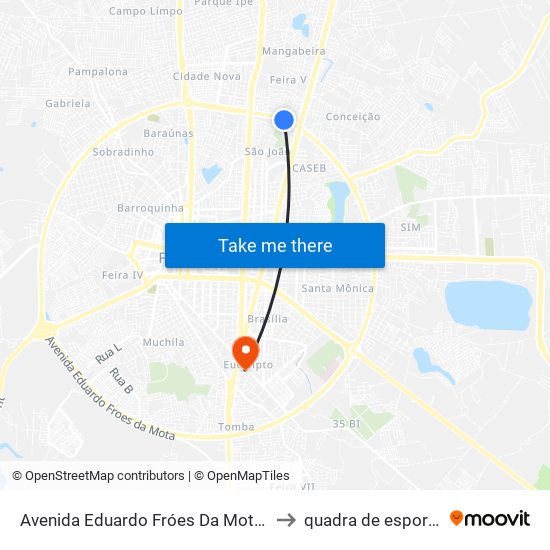 Avenida Eduardo Fróes Da Mota, 4170-4188 to quadra de esportes uefs map