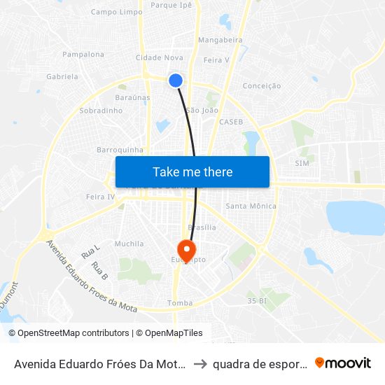 Avenida Eduardo Fróes Da Mota, 4620-4694 to quadra de esportes uefs map