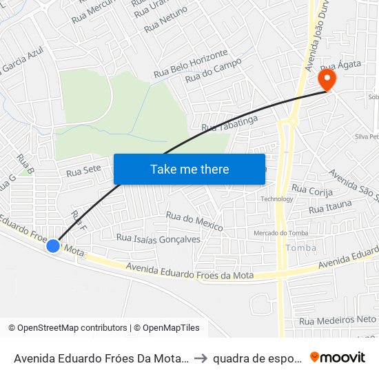 Avenida Eduardo Fróes Da Mota, 17937-17983 to quadra de esportes uefs map