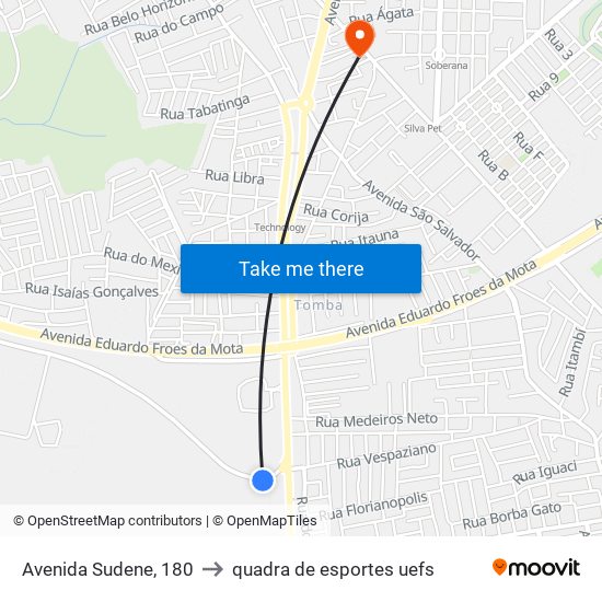 Avenida Sudene, 180 to quadra de esportes uefs map