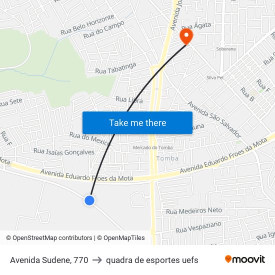 Avenida Sudene, 770 to quadra de esportes uefs map