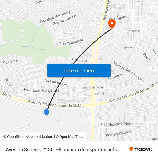 Avenida Sudene, 2236 to quadra de esportes uefs map